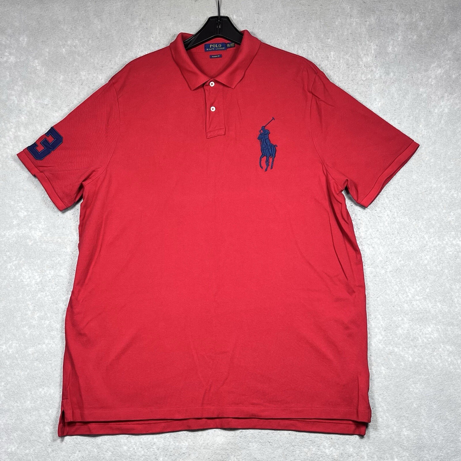 Polo Ralph Lauren Polo Uomo XXL Nero Rosso Cotone Liscio Pony Camicia Manica Corta