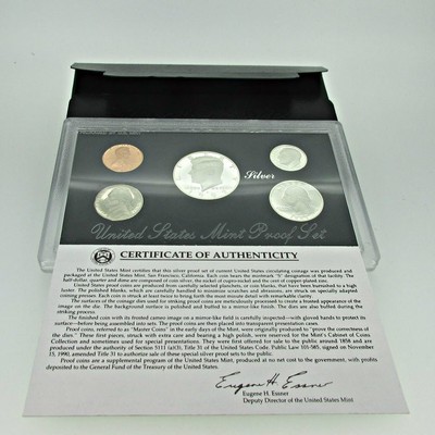 1992 US Mint Premier Silver Proof Set 5 Piece Silver Set Box /& COA
