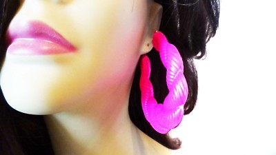 Large Bamboo Hoop Earrings - 3.25 Inch Dark Red Hoops, Lightweight With Easy Clasp