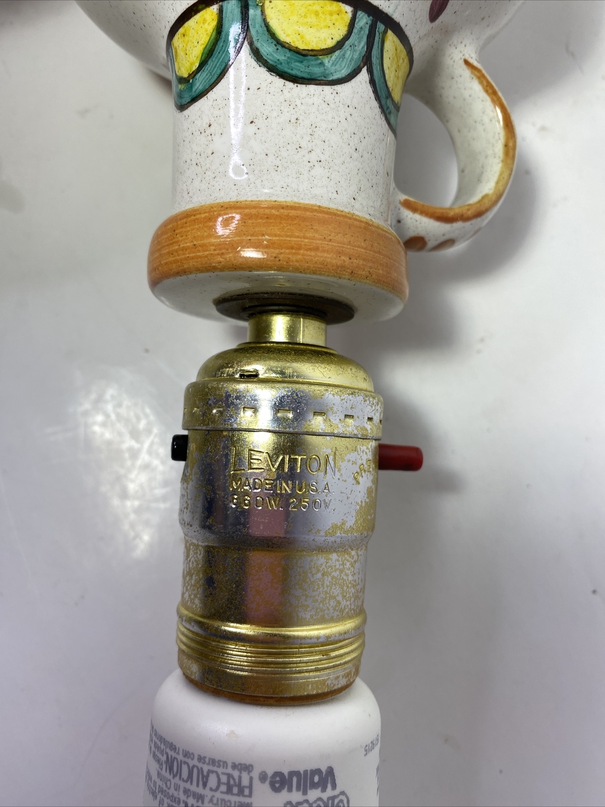 OLD LEVITON MASS JUG TABLE LAMP FLOWER VINTAGE eBay