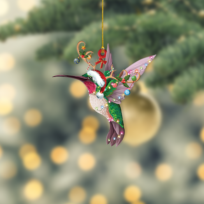 Hummingbird Christmas Ornament, Hummingbird Reindeer Ornament, Hummingbird Xmas