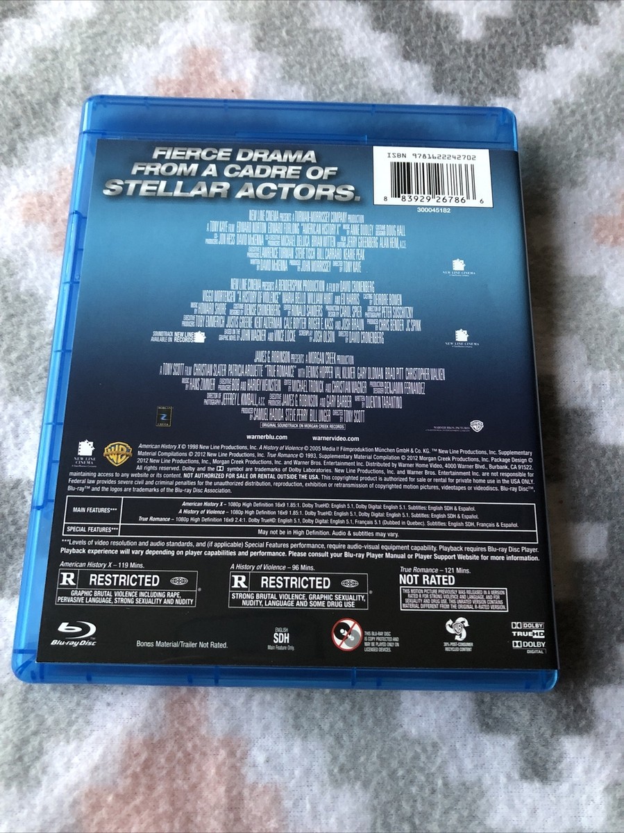 American History X, A History of Violence, True Romance (BLU