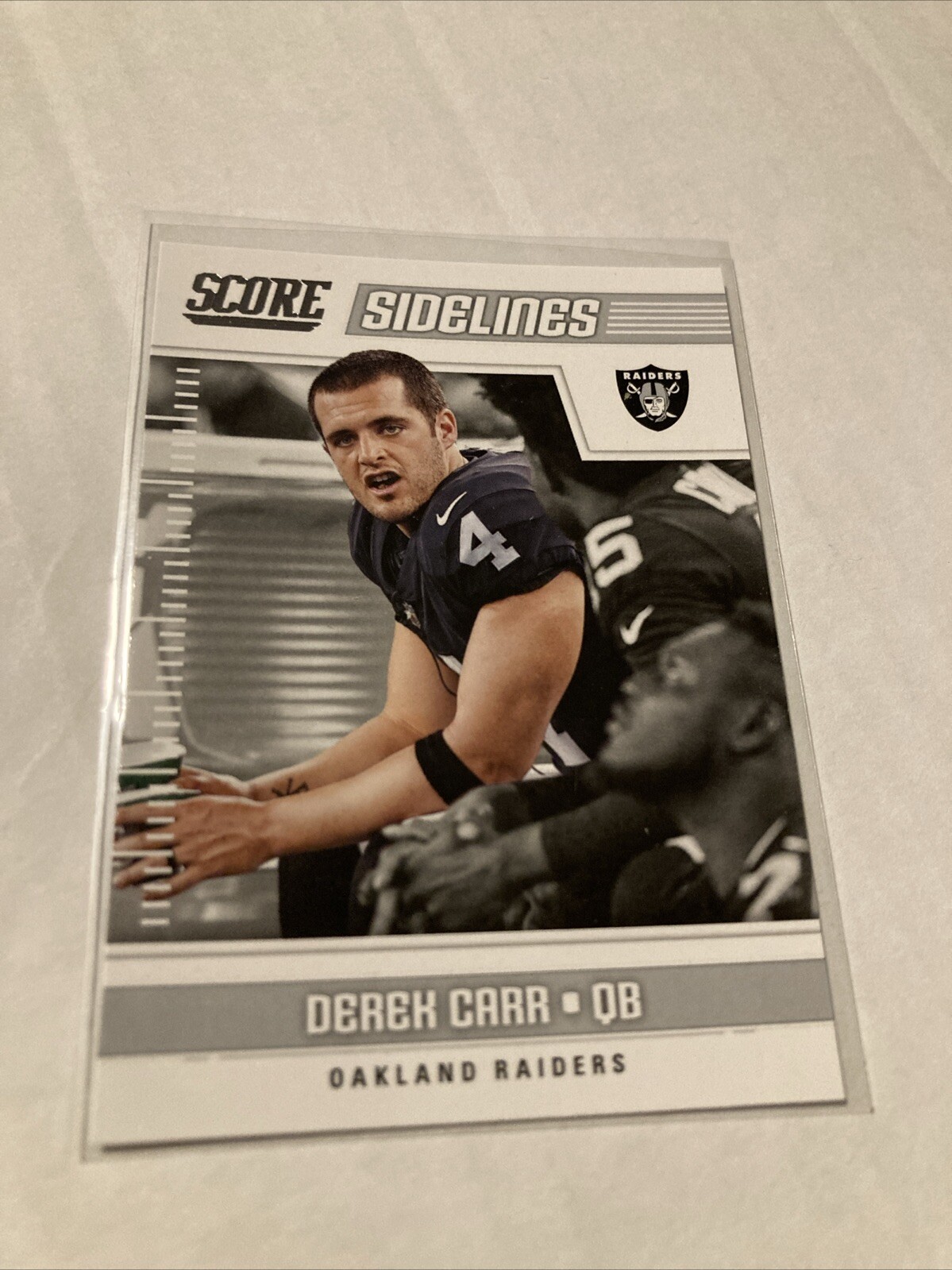 2018 Score Football Sidelines #7 Derek Carr Raiders