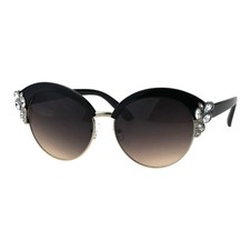 Rhinestone Fashion Sunglasses Womens Round Butterfly Frame UV 400
