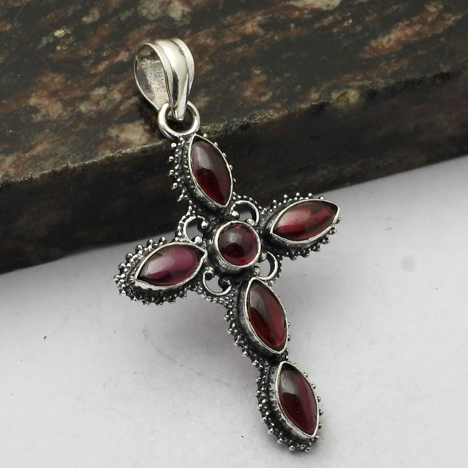 Rubellite Gemstone Ethnic Handmade Cross Pendant Jewelry Gift For Her  AP-15244