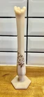 Vintage Westmoreland Swung Hand Made Almond Glass Bud Vase Floral Pattern 10”
