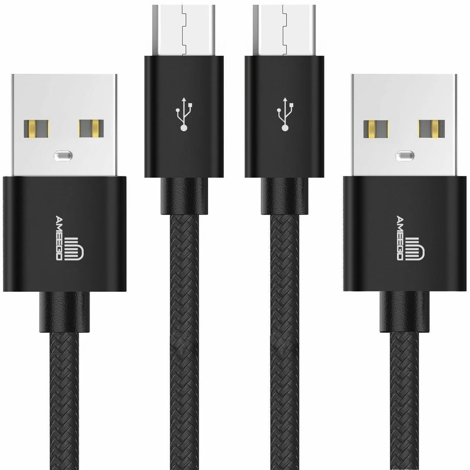 Cable micro USB largo de plomo trenzado, 1M 2M 3M sincronización de datos de alta velocidad cargador rápido Reino Unido Foto 2 de 4