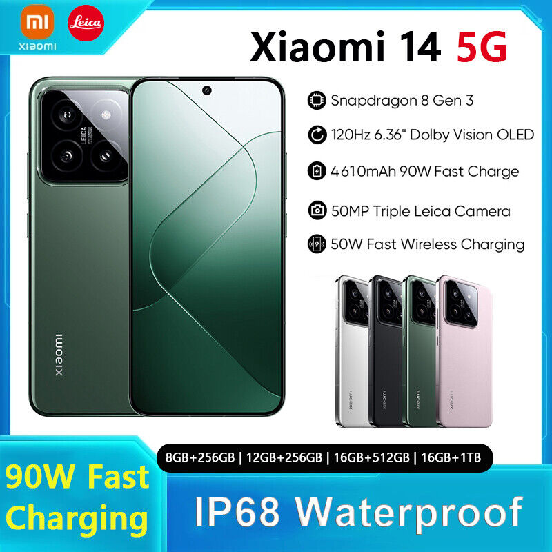 Xiaomi Mi 14 5G Snapdragon 8 Gen 3 IP68 16GB+1TB 90W Fast Charging