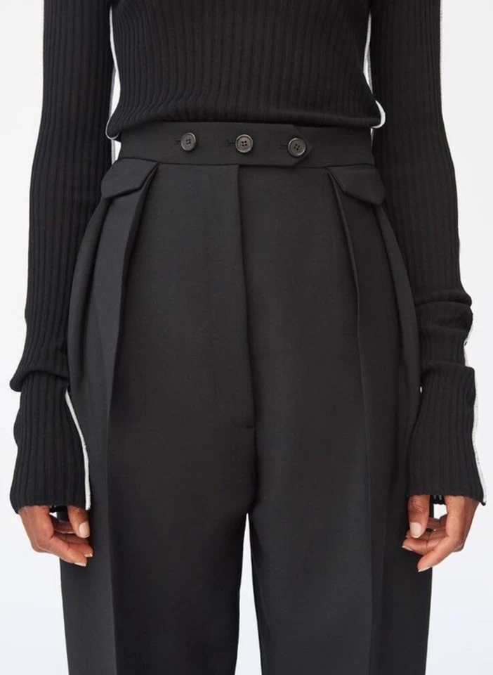 Celine Wide Leg Wool Trousers Pleated Pants 38 Black Fall 2017 Phoebe Philo