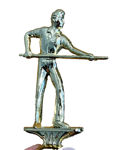 Metal Tropar Trophy Topper Pool Billiard Player Figure Screw Base 5"x 3" NO Base