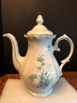 Winterling Bavaria Dynasty Coffee Pot With Lid Platinum Rim Floral Excellent! 