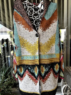 NWT MAXSPORT Hooded Long Open Cardigan Sweater  Women Sz M Acrylic 35 In Long