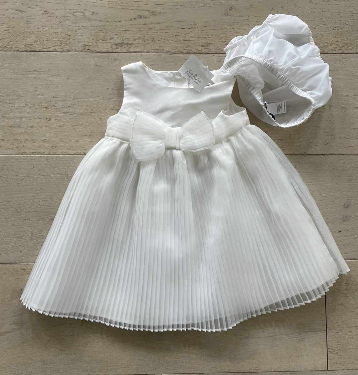 Janie and Jack Silk dress sz 18 24 Mo White Pleated special occasion
