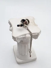 Vintage Barbell Tie Tack Pin Silver Tone & Black Stone Clutch Back FREE $HIPPING