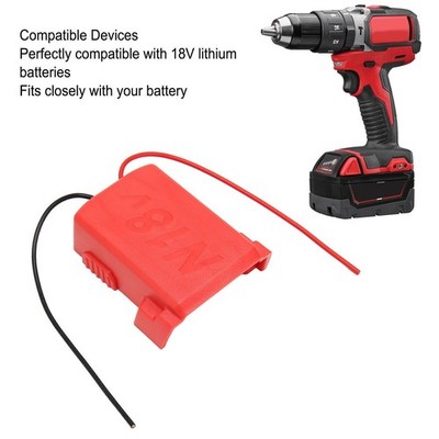 Secure Battery Adapter Compact Portable Dock Power Connector with Wires for 18V