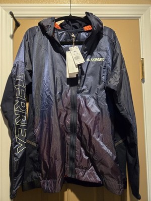 New XL Women's Adidas Terrex Agravic Windweave Waterproof Running Jacket Blue