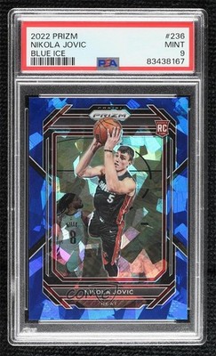 2022-23 Panini Prizm Blue Ice Prizm 61/125 Nikola Jovic #236 PSA 9 MINT 14t3