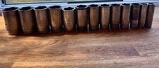 Snap-On Tools 1/2” Drive 13 Piece 6 Point Deep Socket Set Standard 5/8 - 1 -1/ 2