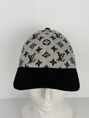Louis Vuitton Carry On Cap Black Grey Wool Monogram M7210M Size M