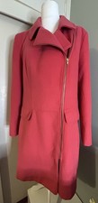 Debenhams The Collection Pink Asymmetric Zip Coat Size 20 Knee Length Tailored