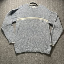Classic Columbia Sweater Adult Large Blue Tan Knit Wool Blend Grandpa 1990s Y2K
