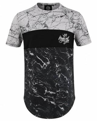 Kings Will Dream Marble Print Longline T-Shirt Herren M schwarz grau Streetwear