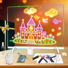 LED Drawing Board 16 Inch 10 Colors Light 6 Modes 8 Markers Tracing Book