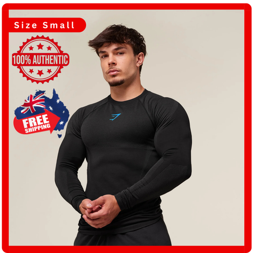 T-shirt Gymshark Onyx 5.0 Seamless à Manches Longues - Noir/gris Clair, Taille L, Neuf Avec étiquettes