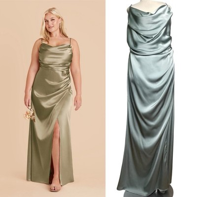 Birdy Grey Lydia Maxi Bridesmaid Dress Cowl Neckline Side Ruching Moss Green OX