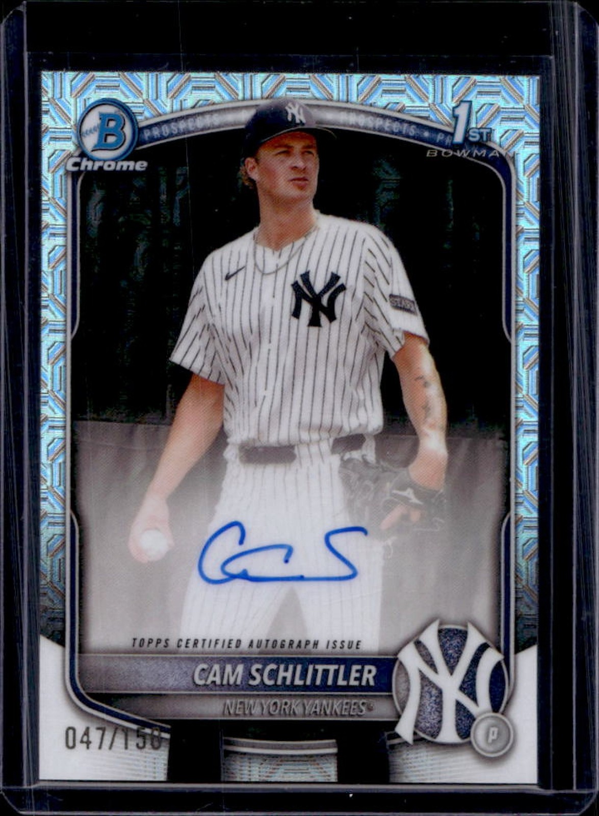 2025 Bowman Chrome Cam Schlittler Auto HTA Choice Refractor 1st #/150 Yankees