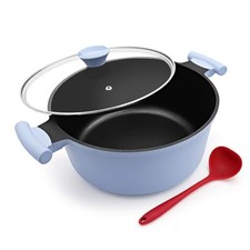 5 Qt Nonstick Stock Pot with Lid, Soup Pot with Stay-Cool Handle, Blue 5 QT