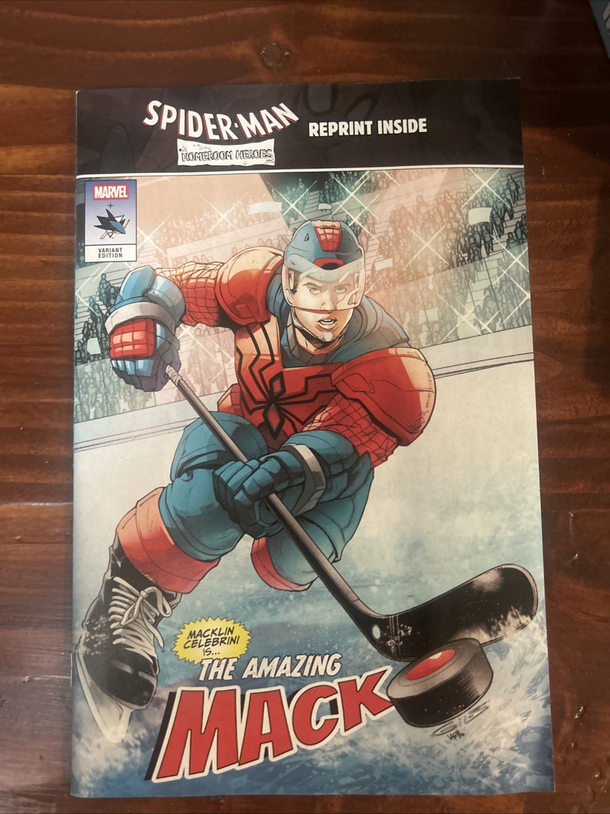 2026 San Jose Sharks Macklin Celebrini Marvel Spider-Man Comic Book NHL Hockey