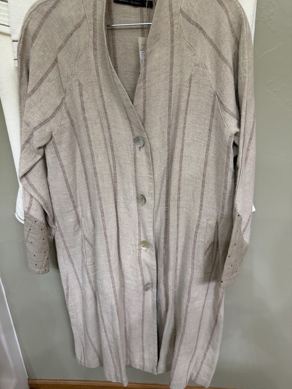 Gudrun Sjödén Cotton Linen Striped Coat Small new price