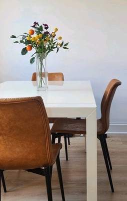 Calligaris Off White Dining Table w/ Leaf Seats 4-8; 4 Chairs Option
