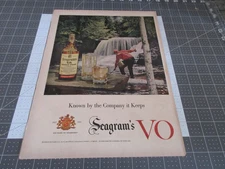 1957 Seagram's V.O. Whisky, Company it Keeps Vintage Print Ad (Fishing Stream)