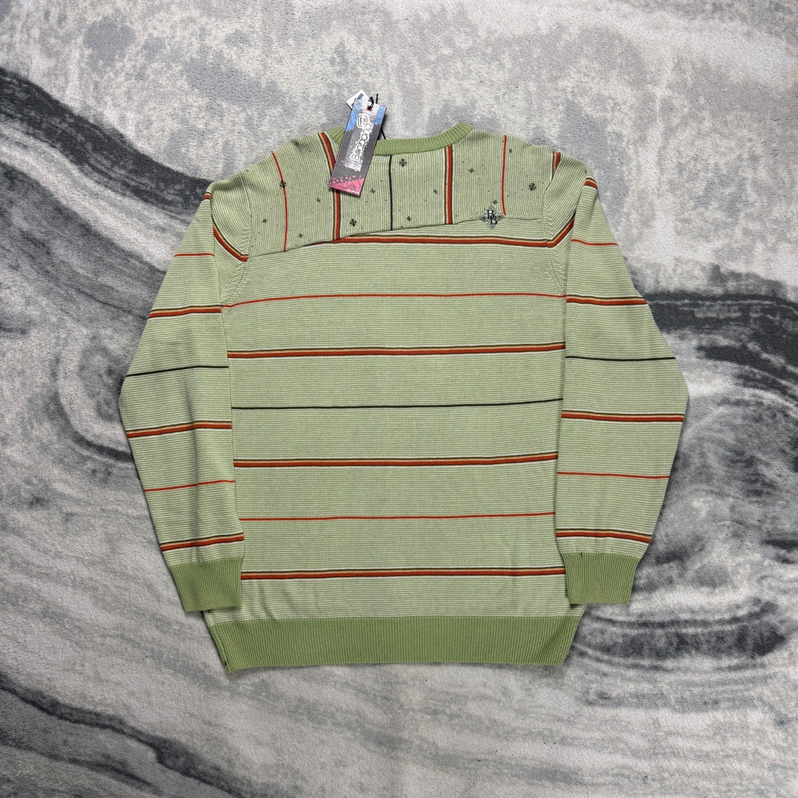 Vintage Billabong ‘Stripper’ 2000’s Y2K Stripe Light Green Large Knitted image 8
