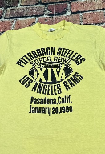Vintage Pittsburgh Steelers T-shirt 1980 Super Bowl XIV Los Angeles Ram 80s sz M - Picture 2 of 10