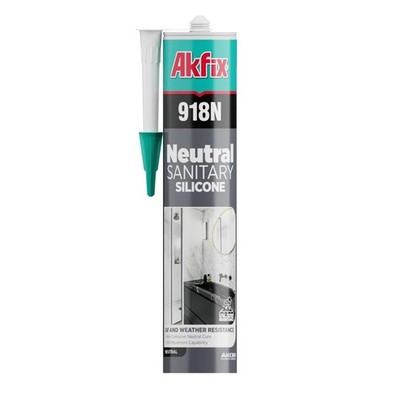 Akfix 918N White 100% Silicone Caulk for Kitchen and Bathroom (1x10.5 fl.oz.)...
