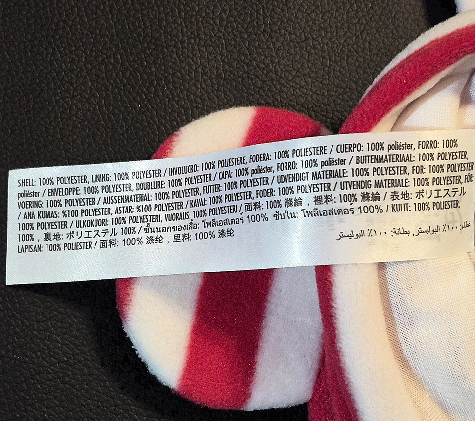 Disney Baby White & Red Striped Mickey Holiday Fleese Ear Beanie US Size 9-12 M - Image 4 of 4