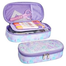 for Girls - Big Capacity Cute for Kids Teenager Purple Bandhnu Pencil Case