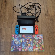 Nintendo Switch 32GB Console Neon Blue and Red and 3 Games in Full Working Order