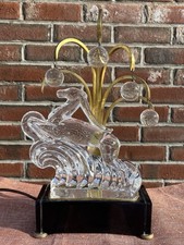 RARE Vintage Art Deco Steuben Art Glass Crystal Bakelite Brass Table Lamp