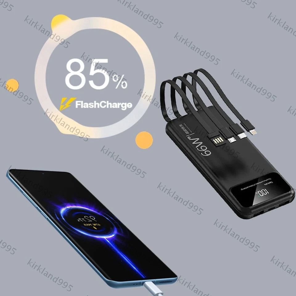 Banco de alimentación 66W 10000mAh cargador rápido 2 USB batería externa para teléfonos móviles Foto 3 de 4