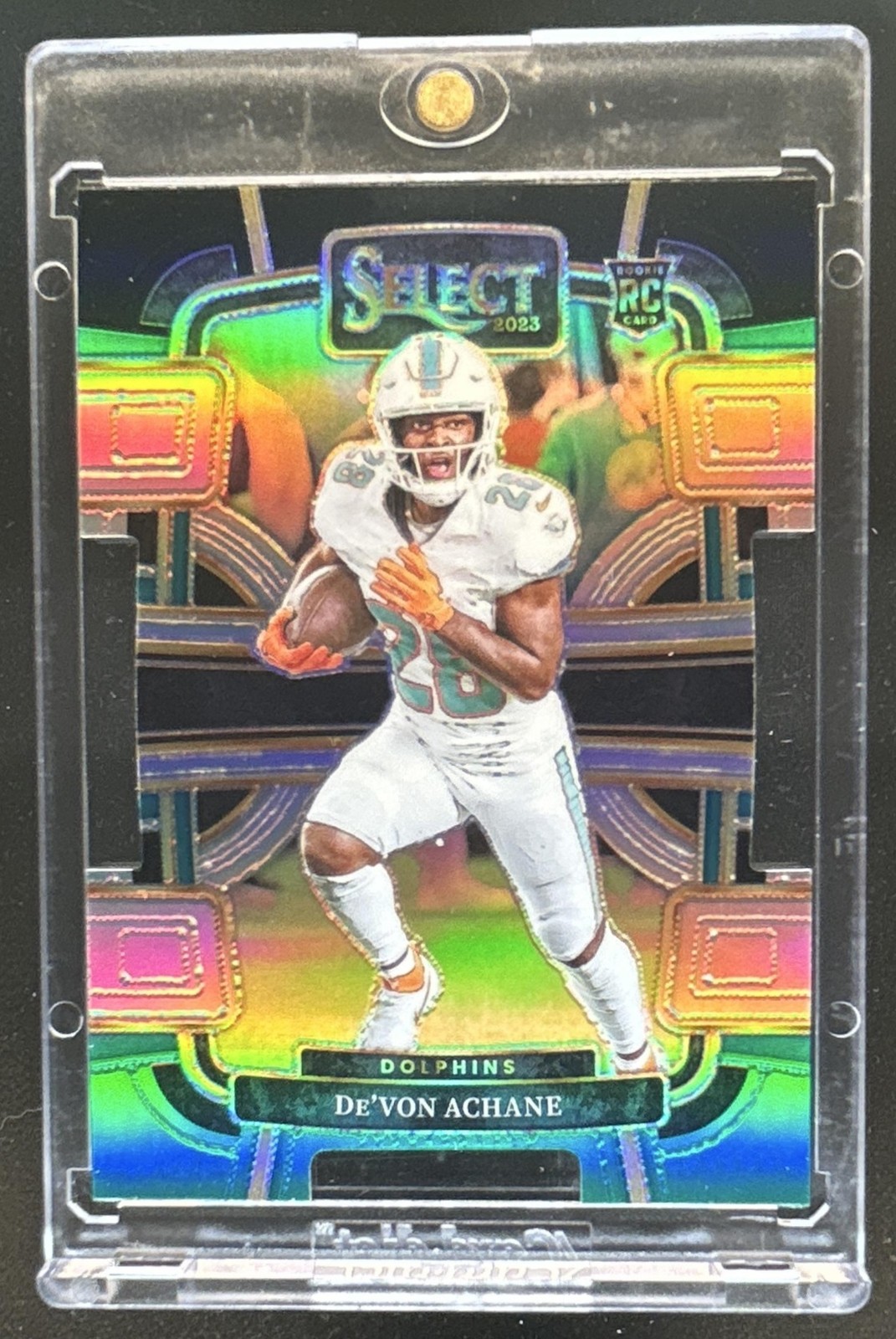 2023 Select De'Von Achane RC Silver Prizm Die Cut Concourse #63 Dolphins
