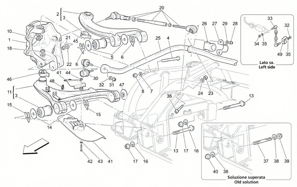 08-19 MASERATI GRANTURISMO GRANCABRIO REAR LEFT RIVER SIDE LOWER CONTROL ARM OEM