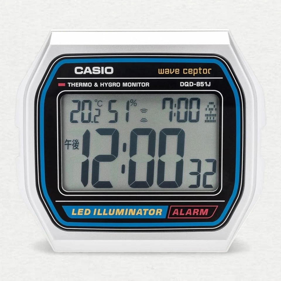 CASIO WAVE CEPTOR DQD-851J-8JF Electric Wave Alarm Clock Digital Silver - Image 3 of 4