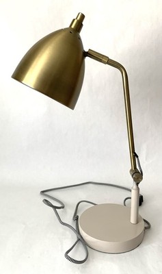 Intertek H-Welldone HW-T3047B Gold & Smokey Beige Desk Lamp w/ Adjustable Arm