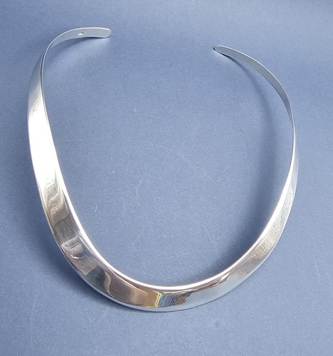 Vintage Solid Sterling Silver 925 Modernist Collar Choker Necklace 44g - Picture 6 of 15