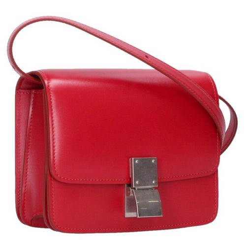 CELINE Bag: Classic Box Small Red W16.5H13.5D4.5cm w/bag;