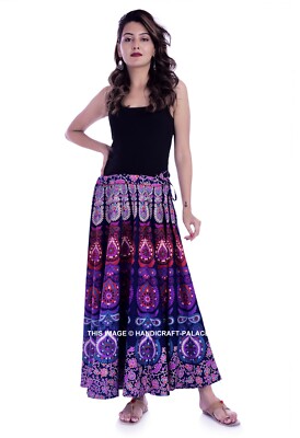 Ladies High Waist Skirt Mandala Pattern Cotton Skirts Casual Fashion Indian Wrap